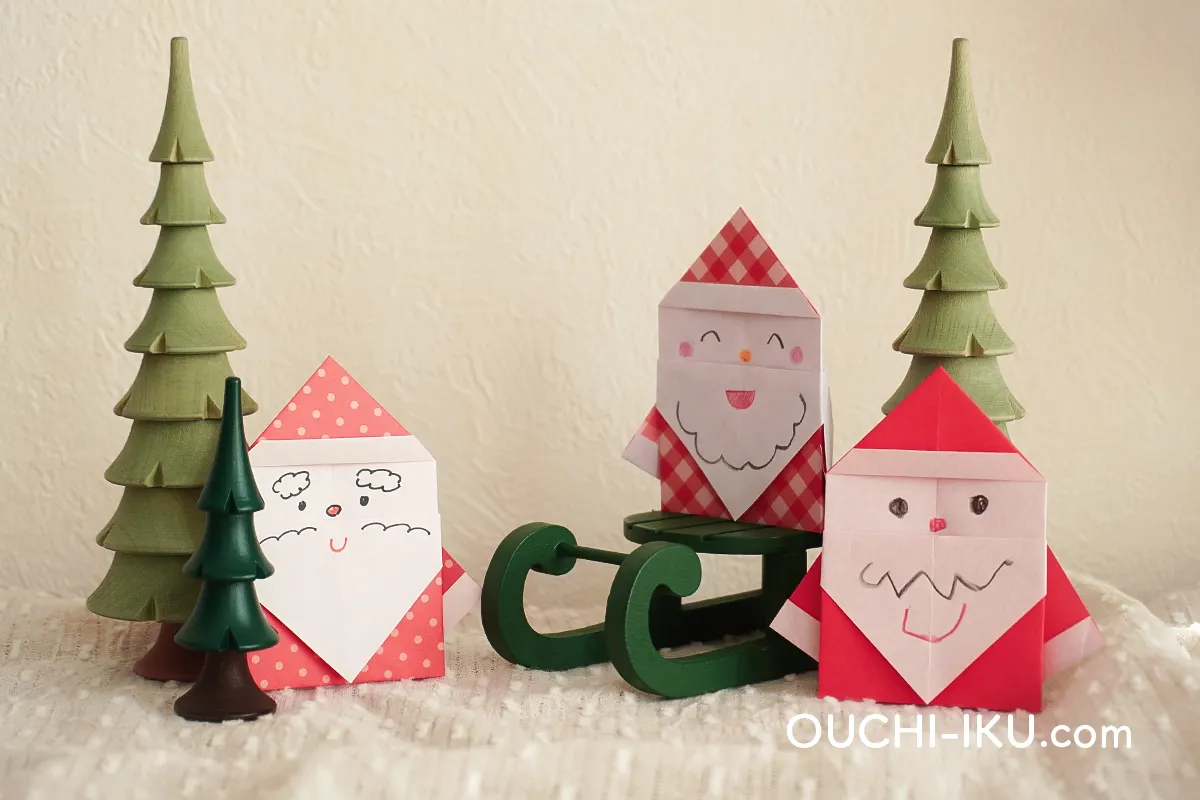 折り紙1枚で全身サンタの材料