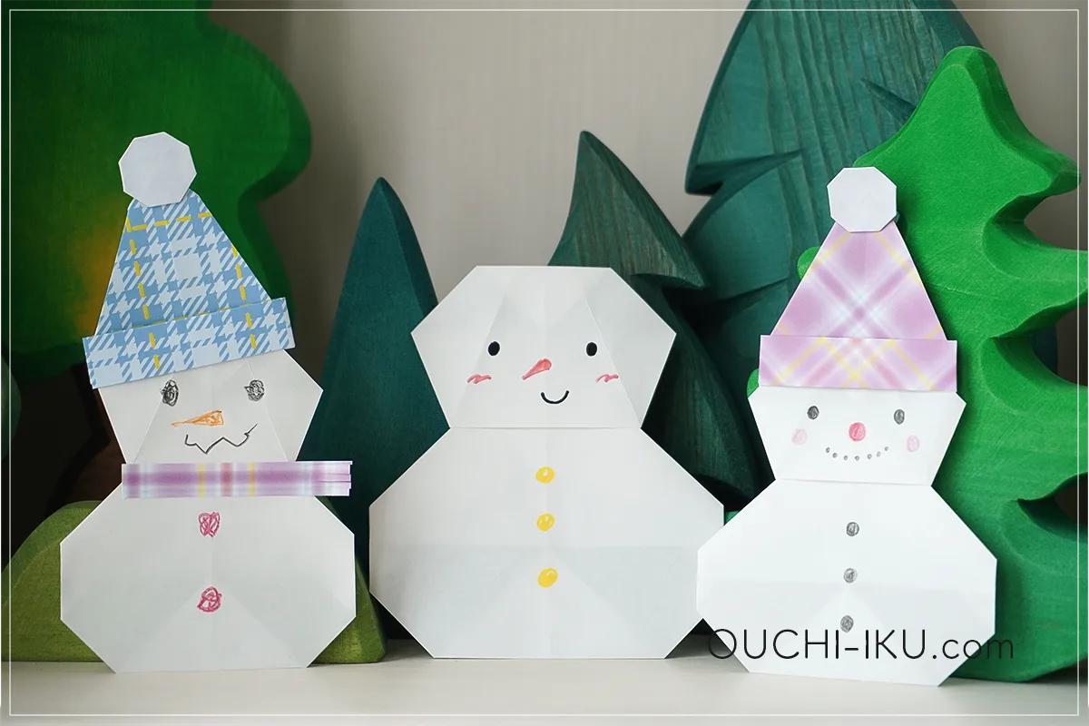 折り紙1枚で雪だるま|全身なのに簡単&かわいい冬の工作