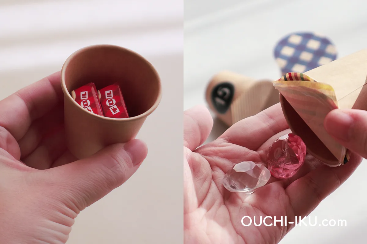 チロルチョコやキャンディ、小さなおもちゃがぴったり