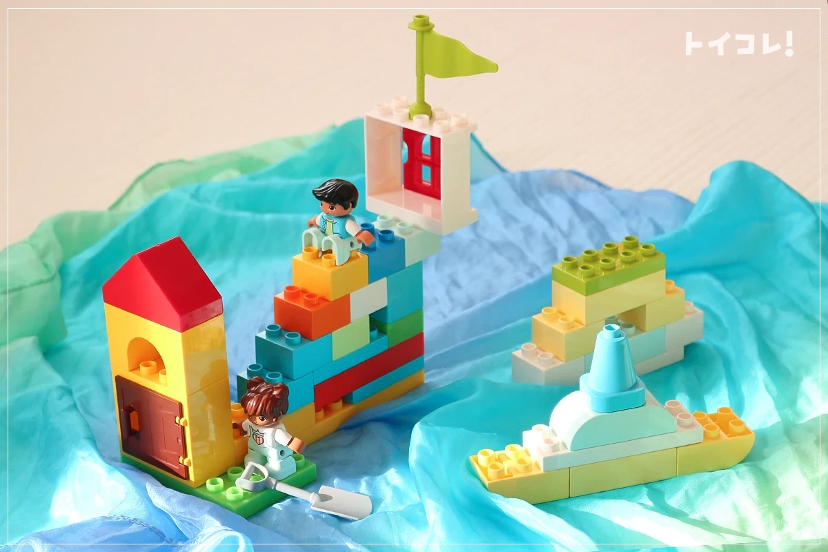 レゴデュプロとプレイシルクで作った海