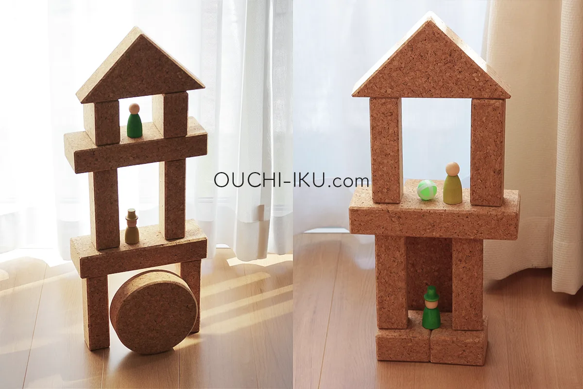 自由学園コルク積み木で作った物見やぐら