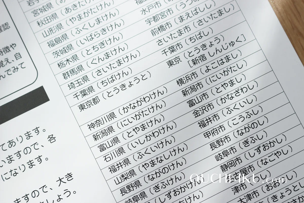 学研木製パズル日本地図の説明書詳細