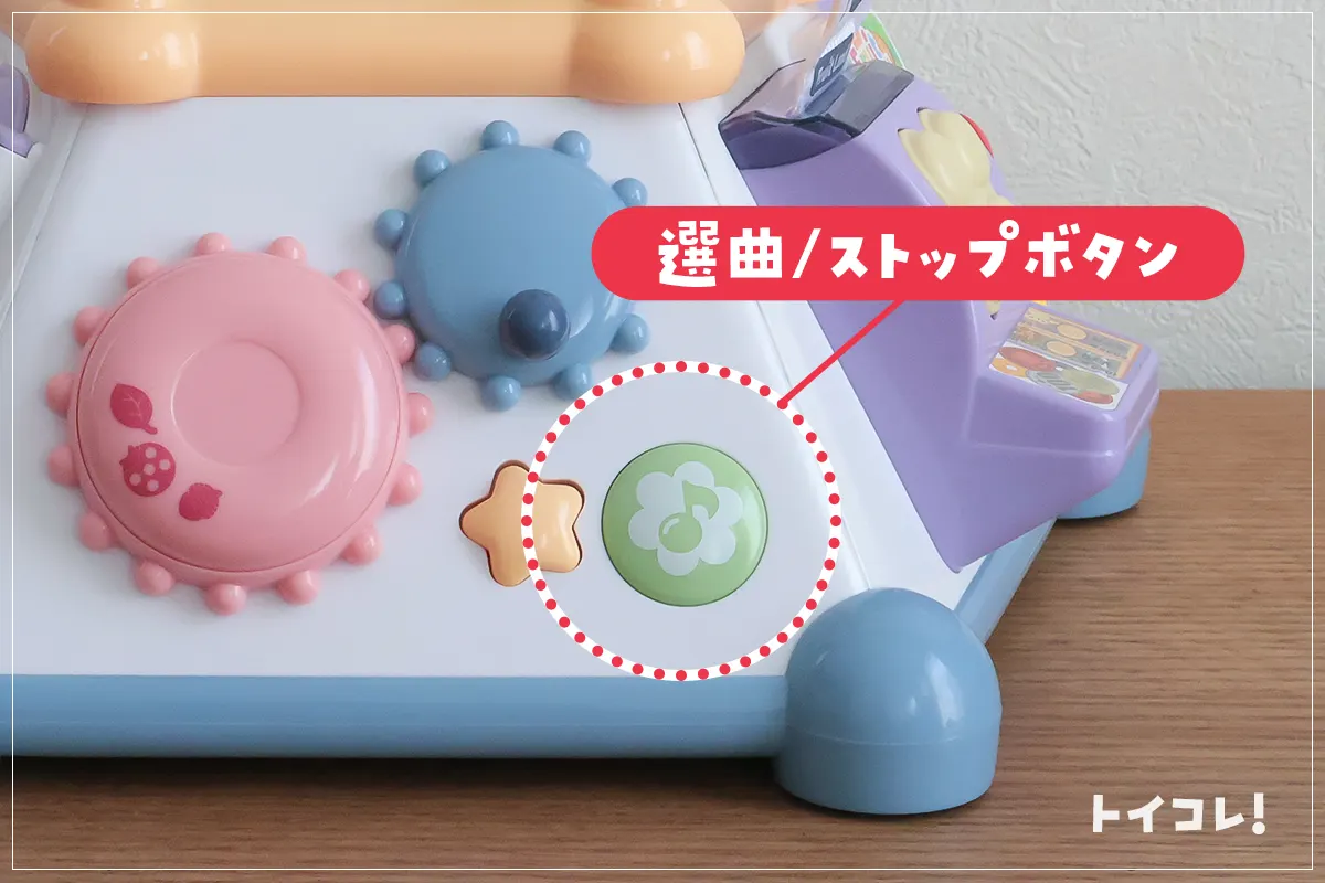音符マークの「選曲/ストップ」ボタン