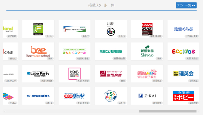 コドモブースター掲載スクールの一例
