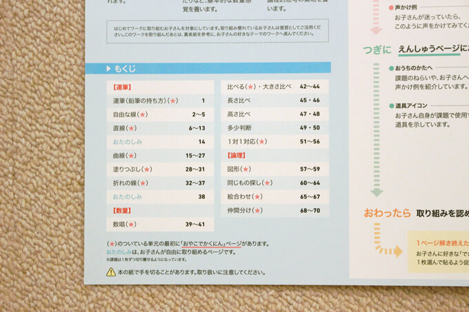 『はじめてのワーク 2・3・4歳』の狙いと目次