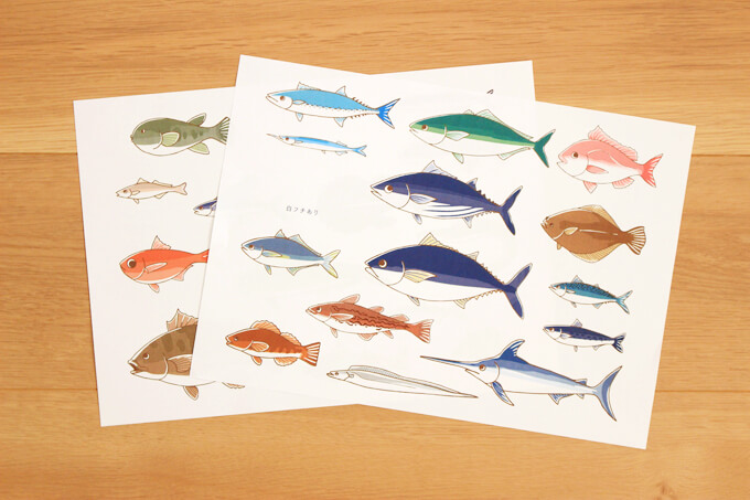魚の絵を印刷した紙 または 魚の絵を描いた紙