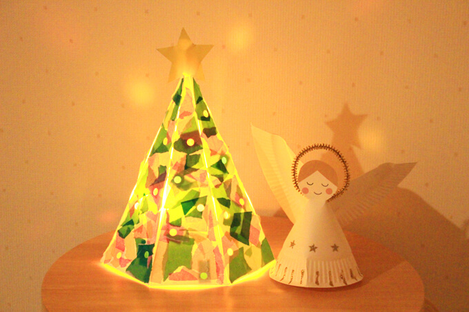 光るクリスマスツリーの作り方★牛乳パックで簡単、お部屋にクリスマス気分が広がります