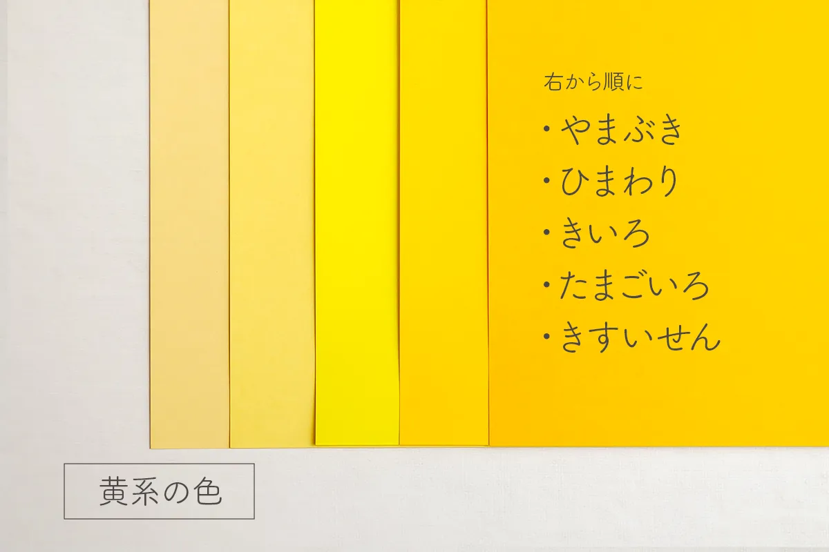 モンテッソーリ教育の手作り色板の色「黄色」折り紙