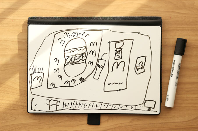 子どもがホワイトボードに描いた絵