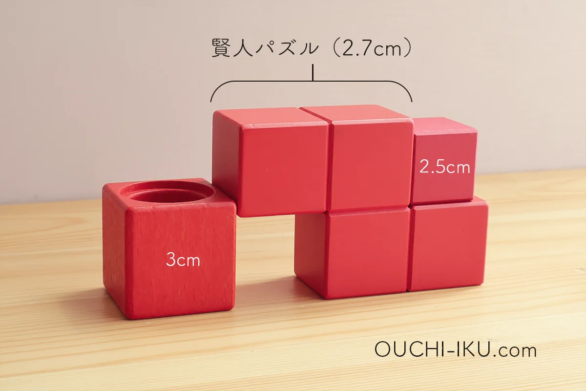 賢人パズルのブロックの基尺は2.7cm